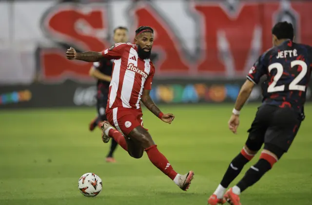 Olympiacos' Rodinei in action