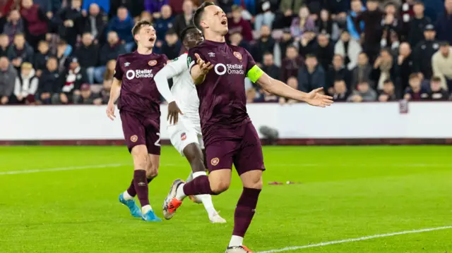 Hearts' Lawrence Shankland looks dejected