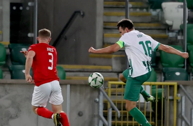 St. Gallen's Lukas Gortler Lawrence Ati Zigi scores