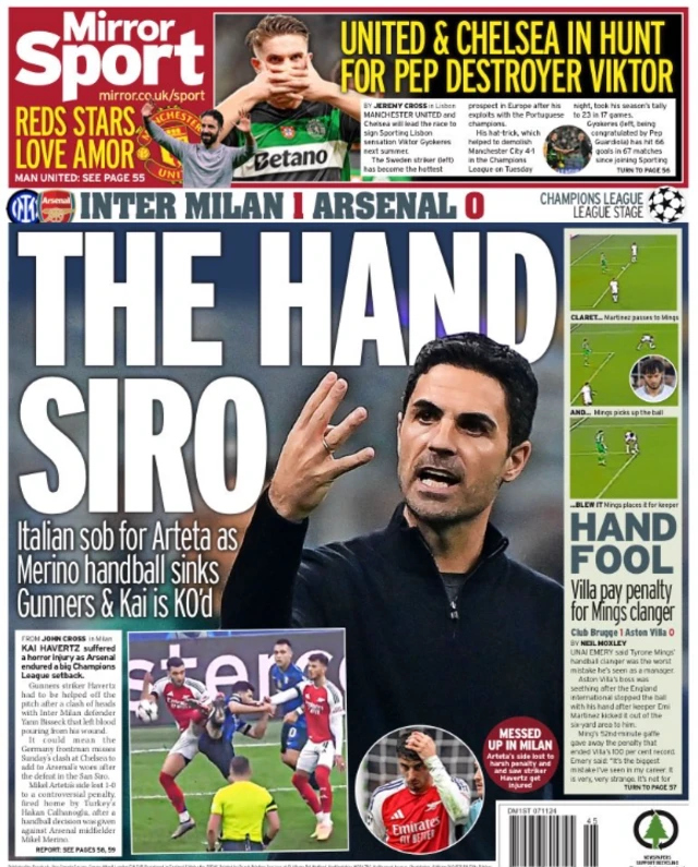 Back page of the Daily Mirror on 7 November 2024