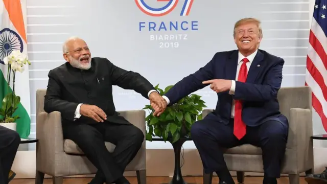 Trump and Modi at the G7 Summit in Biarritz in 2019