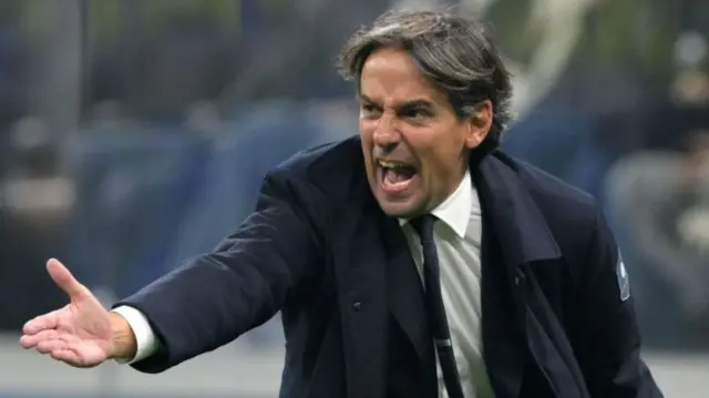 Inter Milan manager Simone Inzaghi looking animated on the touchline