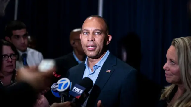 Hakeem Jeffries speaking to media on 17 October