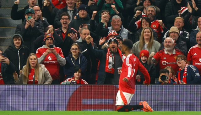 Manchester United's Amad Diallo celebrates scoring their second goal