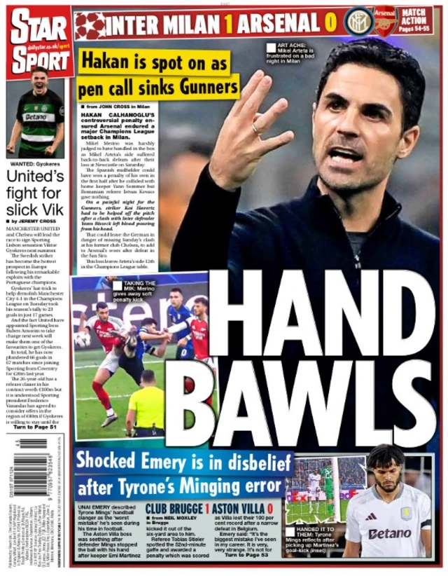 Back page of the Daily Star on 7 November 2024