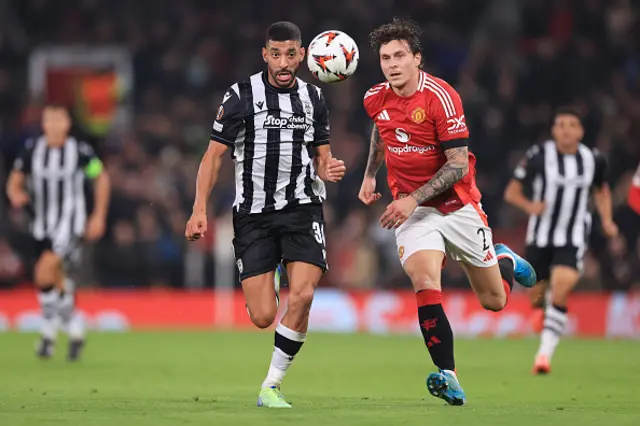 Tarik Tissoudali of PAOK Salonika battles with Victor Lindelof