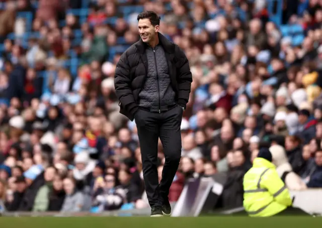 Gareth Taylor on the sideline at Etihad Stadium