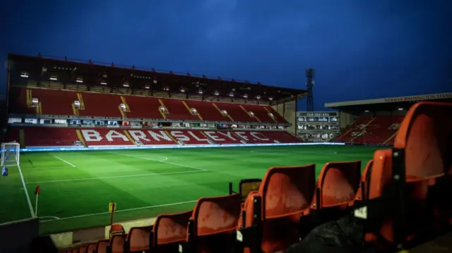 General view of Oakwell in the evening