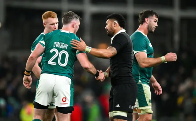 Peter O'Mahony and Ardie Savea at full-time