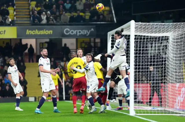 Oxford United's Ciaron Brown clears the ball off the line