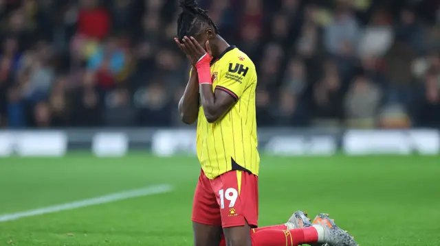 Vakoun Bayo of Watford reacts