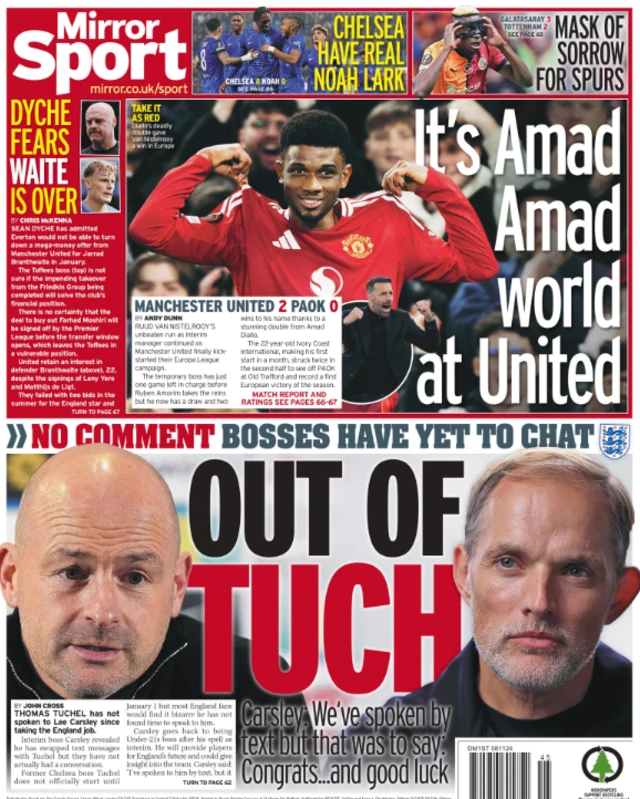 Back page of the Daily Mirror on 8 November 2024