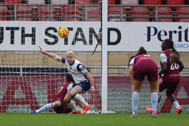 Beth England runs away to celebrate her goal v West Ham