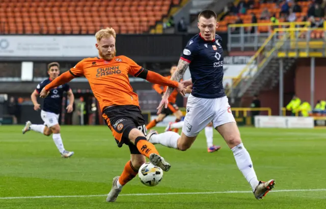 Dundee United's Jorte Van Der Sande (left) and Ross County's Kacper Lopata