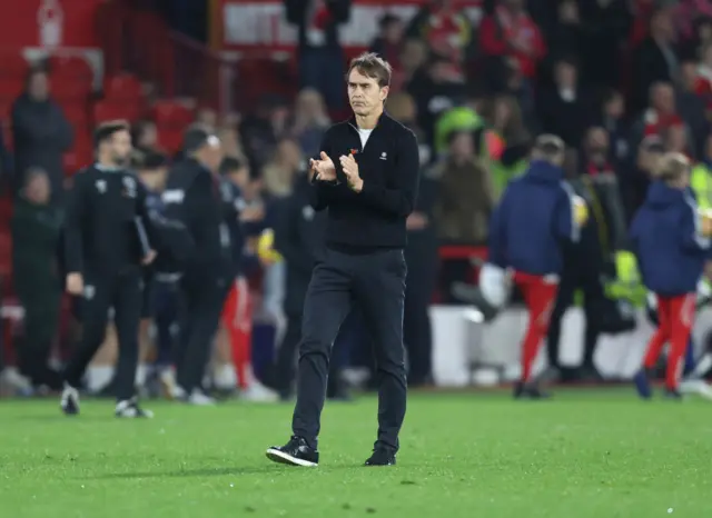 West Ham manager Julen Lopetegui applauding the away fans