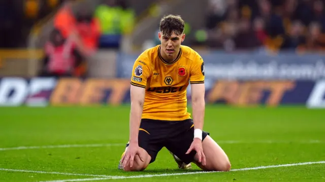 Jorgen Strand Larsen looks on during Wolves' game against Southampton.