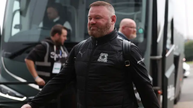 Wayne Rooney arrives at Pride Park