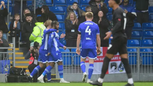 Shaq Forde after opening the scoring for Bristol Rovers