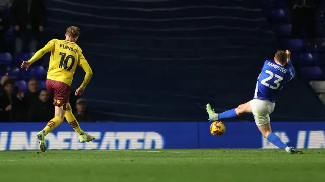 Mitch Pinnock scores for Northampton at Birmingham