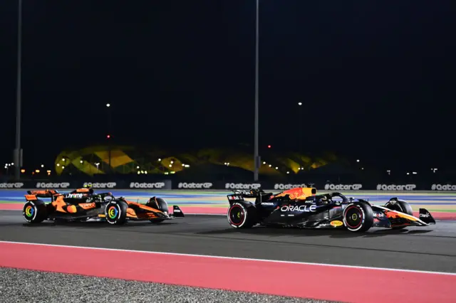 Max Verstappen ahead of Lando Norris