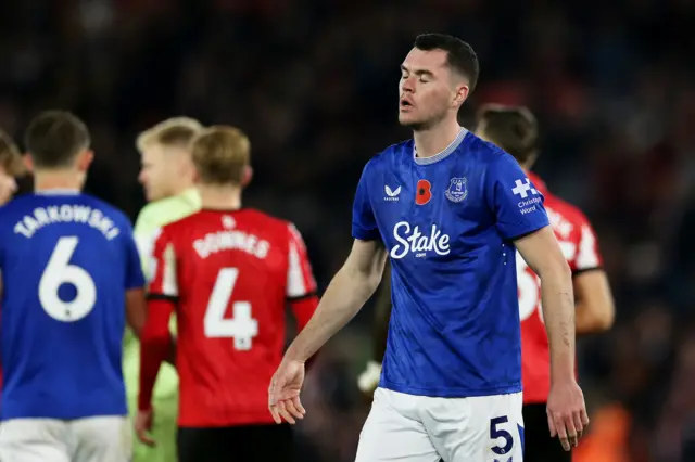 Michael Keane looks dejected