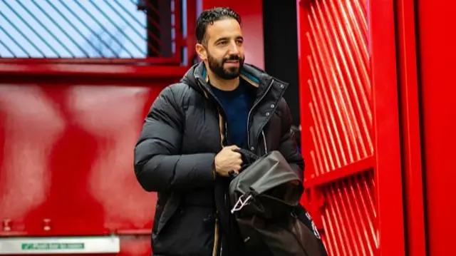 Ruben Amorim, Manager of Manchester United arrives at the stadium.