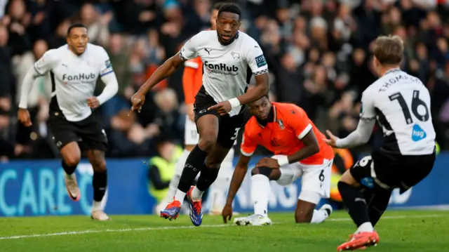 Derby County's Ebou Adams celebrates scoring