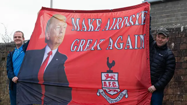 Airdrieonians fans with banner