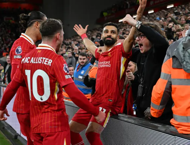 Mo Salah celebrates