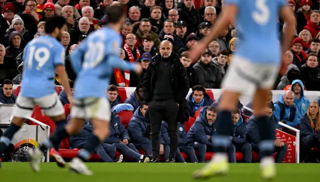 Pep Guardiola manager of Manchester City during the Premier League match between Liverpool FC and Manchester City FC.