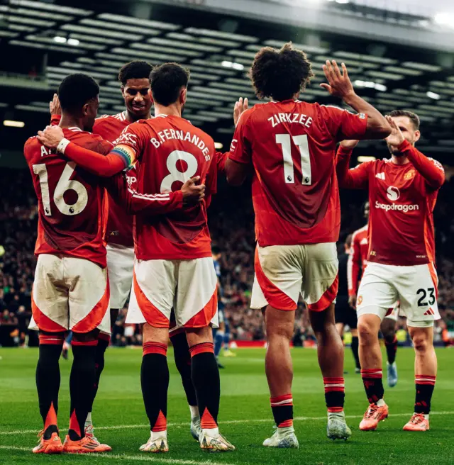 Man United players celebrate