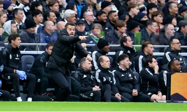 Marco Silva, Manager of Fulham pointing on the side line.