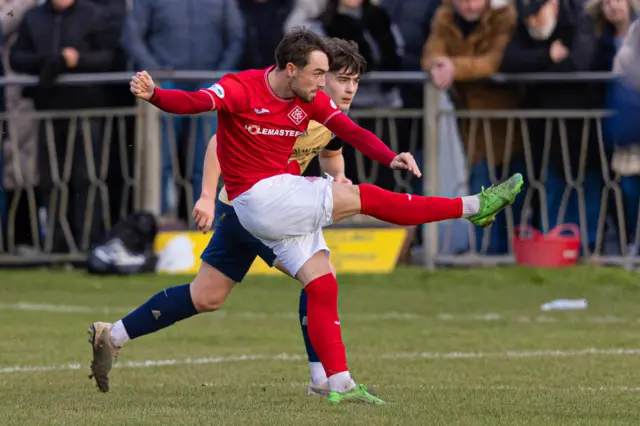 Airdrieonians' Lewis McGregor scores