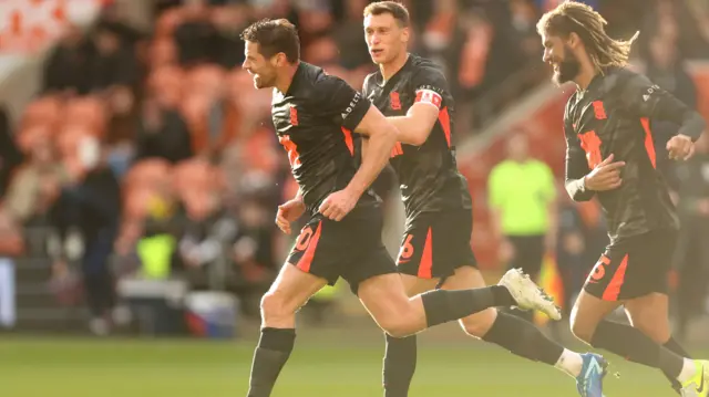 Lukas Jutkiewicz of Birmingham City celebrates scoring his team's second goal