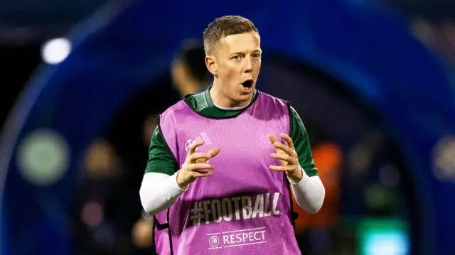 Callum McGregor in the Celtic warm-up