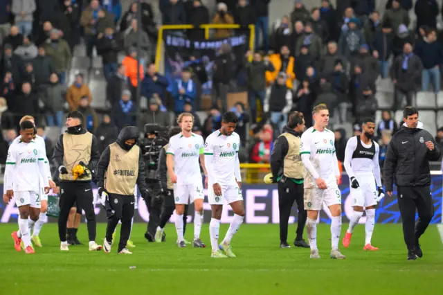 Sporting players after Champions League match against Club Brugge