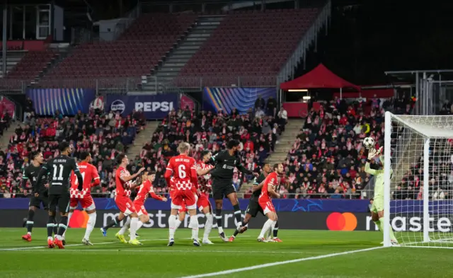 Paulo Gazzaniga of Girona FC makes a save