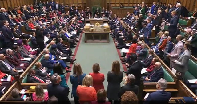 MPs sit and stand in the chamber