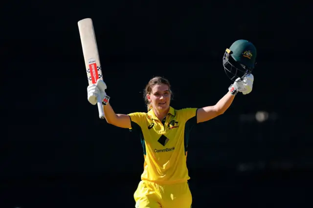 Annabel Sutherland celebrates her century v India