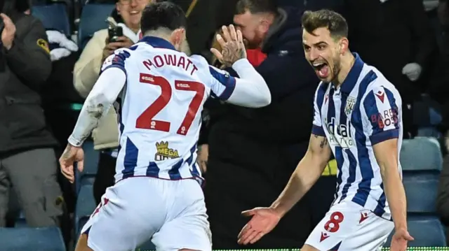 West Brom celebrate scoring