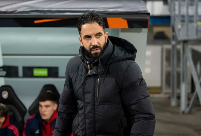 Head Coach Ruben Amorim of Manchester United looks on