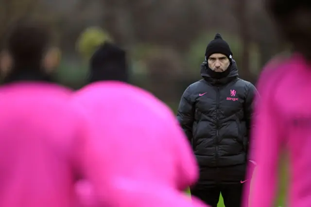 Maresca looks on as his players train