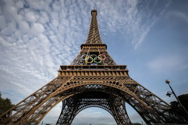 Paris Eiffel Tower Olympic rings