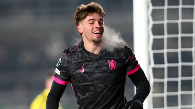 Chelsea's Marc Guiu celebrates their second goa