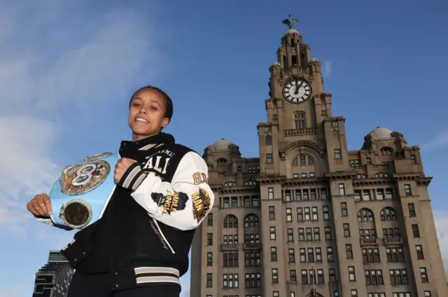 Natasha Jonas poses with belt