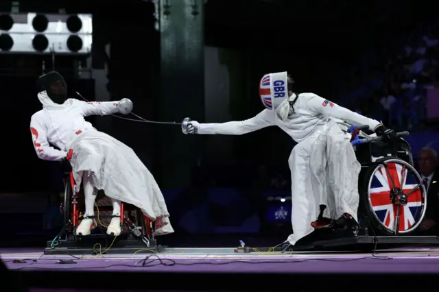 Great Britain's Piers Gilliver competes in the wheelchair fencing