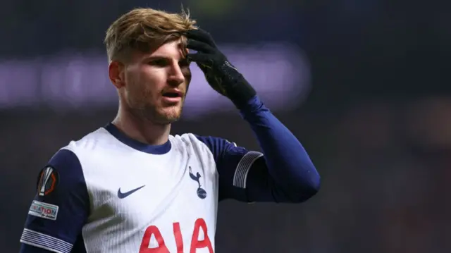 Timo Werner lines up for Tottenham against Rangers in the Europa League