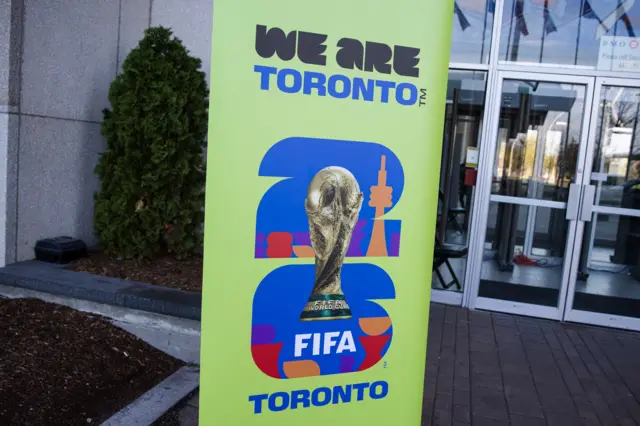 A sign advertising the 2026 Fifa World Cup in Canada