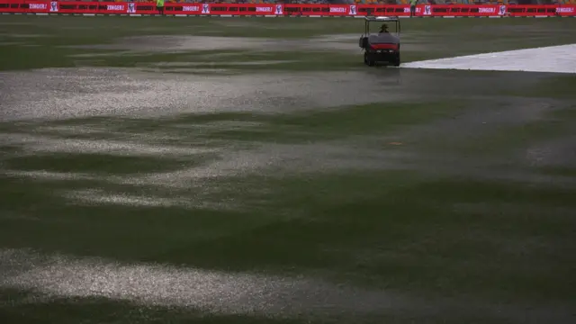 Brisbane outfield is covered in water during day one of the third Australia-India Test