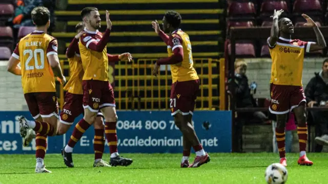 Motherwell players celebrating